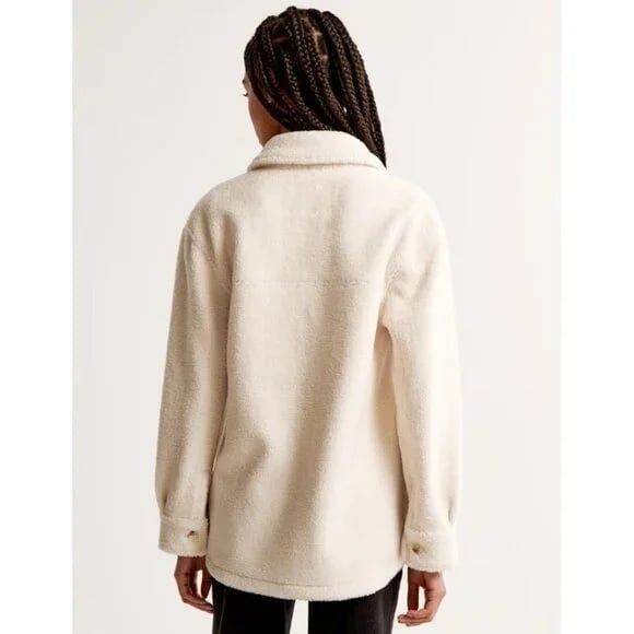Abercrombie & Fitch Sherpa Shirt Jacket Size M in Cream - Picture 5 of 9